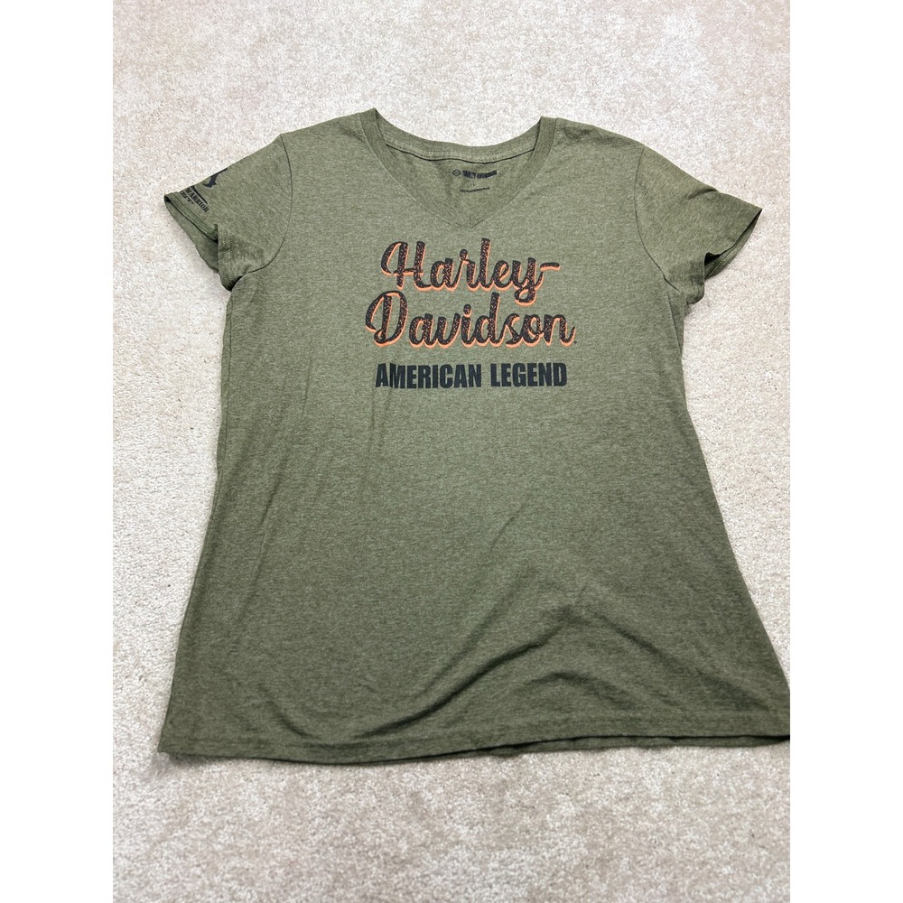 Harley-Davidson Heather Graphic Tee L Olive Wounded Warrior Biker Americana Moto